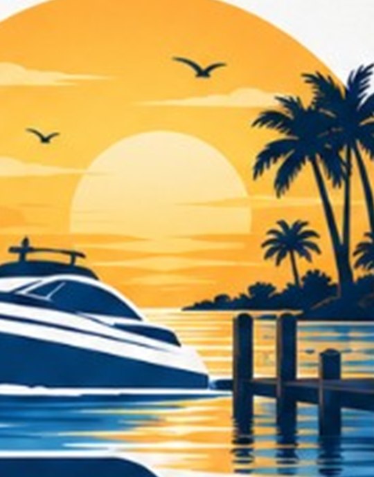 Boat at a dock at sunset